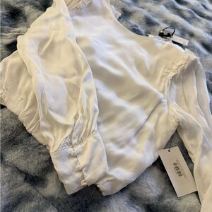 NWT Olivaceous White Satin Blouse